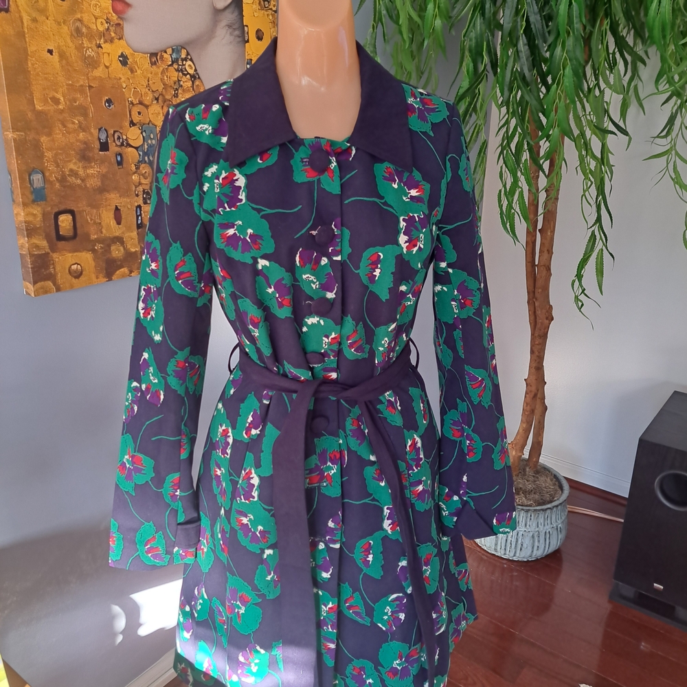 Modcloth Purple Floral Trench Coat